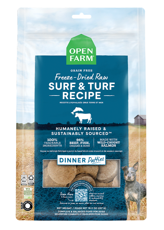 95% Salmon & Beef Ocean Wise Freeze-Dried Raw Dog Food Dinner Patties
