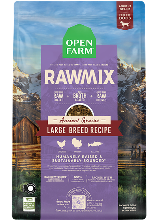 Large Breed Ancient Grains Dog Kibble – Freeze-Dried Coated, Chicken & Salmon