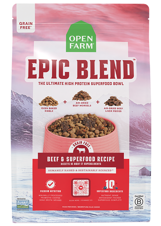 High-Protein Grain-Free Beef Kibble with Air-Dried Morsels & 10+ Superfoods
