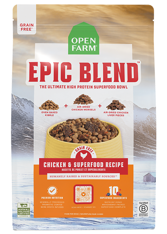 High-Protein Chicken Superfood Dog Kibble - Oven-Baked & Air-Dried Blend