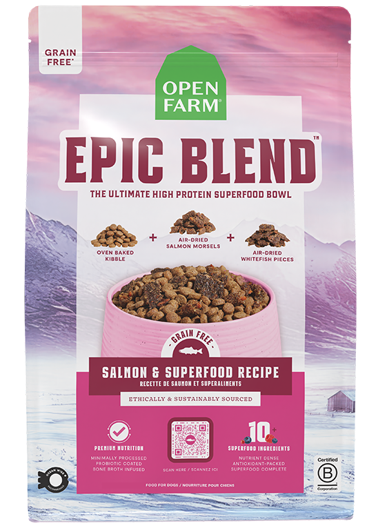 Grain-Free Salmon & Superfood Epic Blend Dog Kibble – Air-Dried Bits