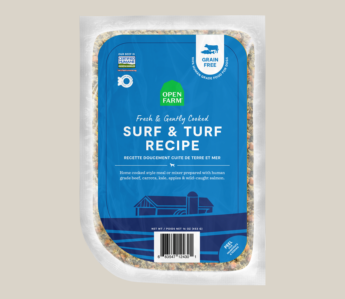 Surf & Turf Gently Cooked Frozen Dog Food – Grass-Fed Beef Salmon Liver