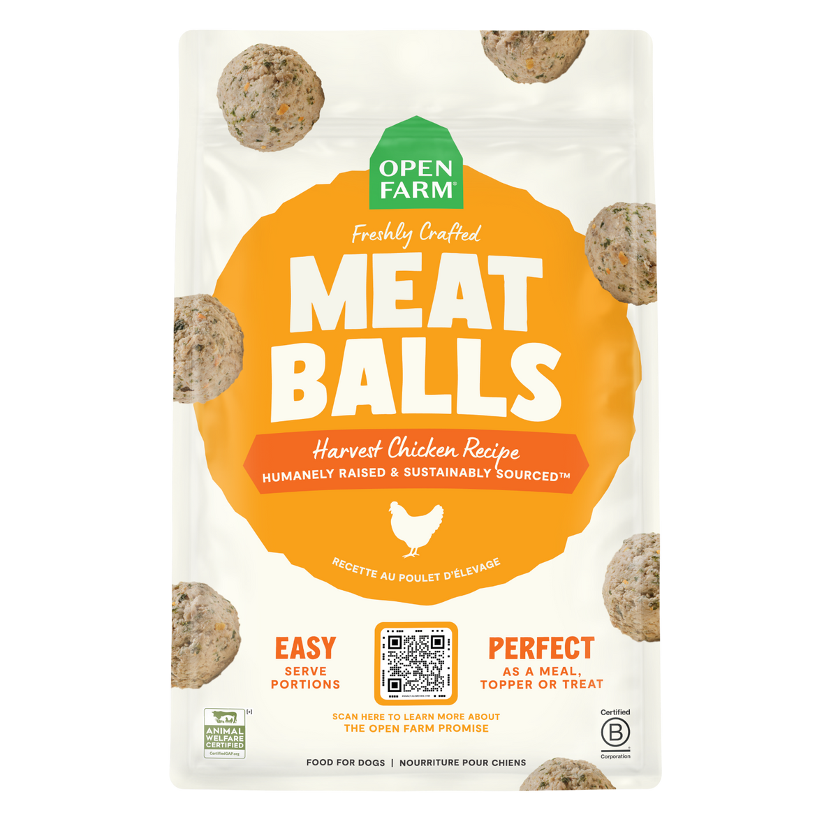 Human-Grade Harvest Chicken Freshly Cooked Frozen Dog Meatballs
