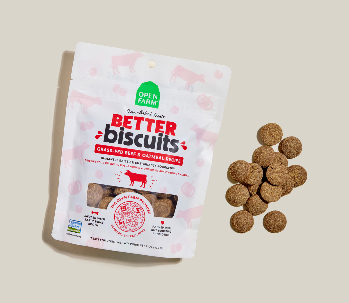 Oven-Baked Beef & Oatmeal Crunchy Dog Biscuits – Probiotic Reward Treats