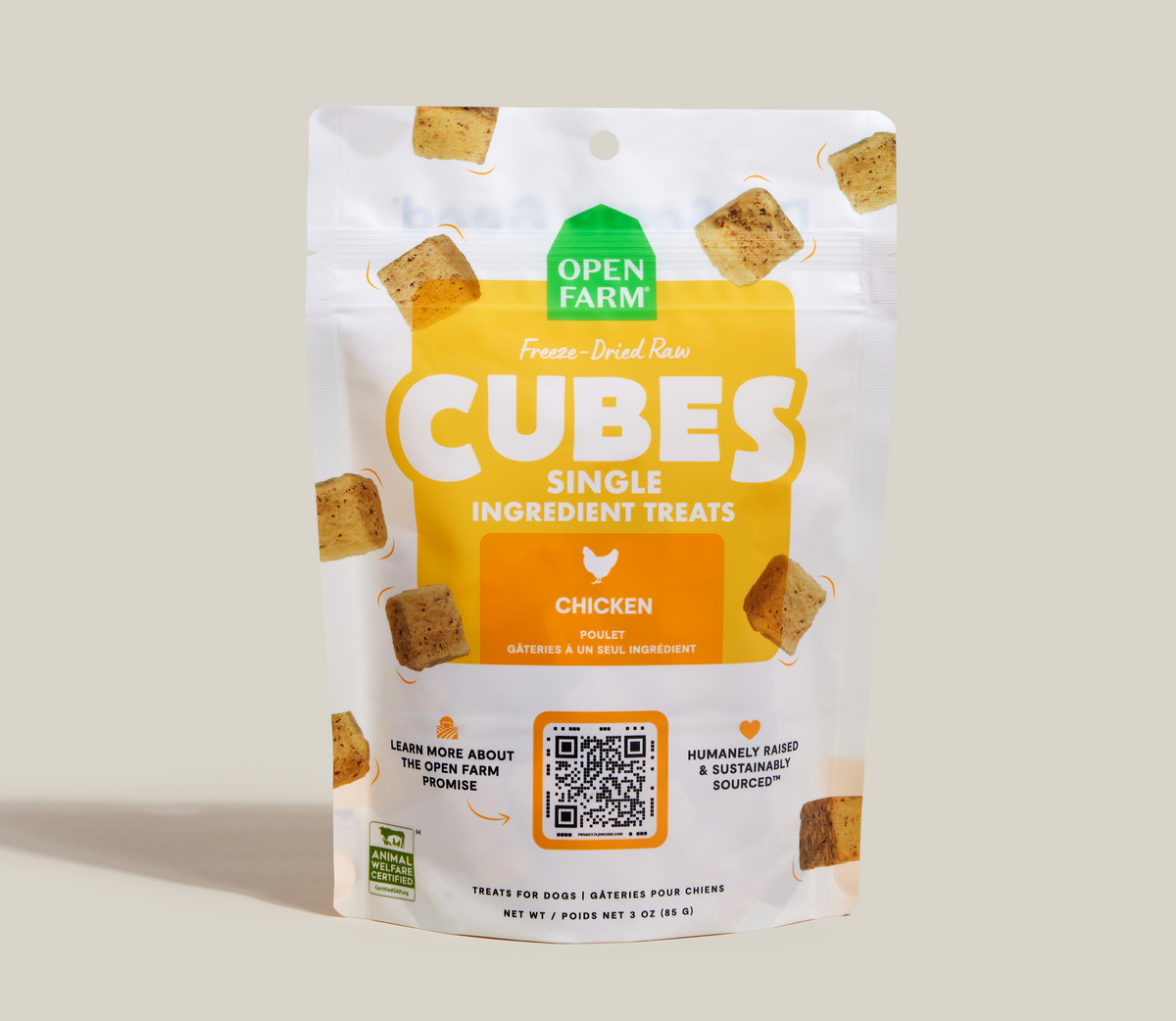 Single-Ingredient Freeze-Dried Raw Chicken Dog Treat Cubes - Grain-Free