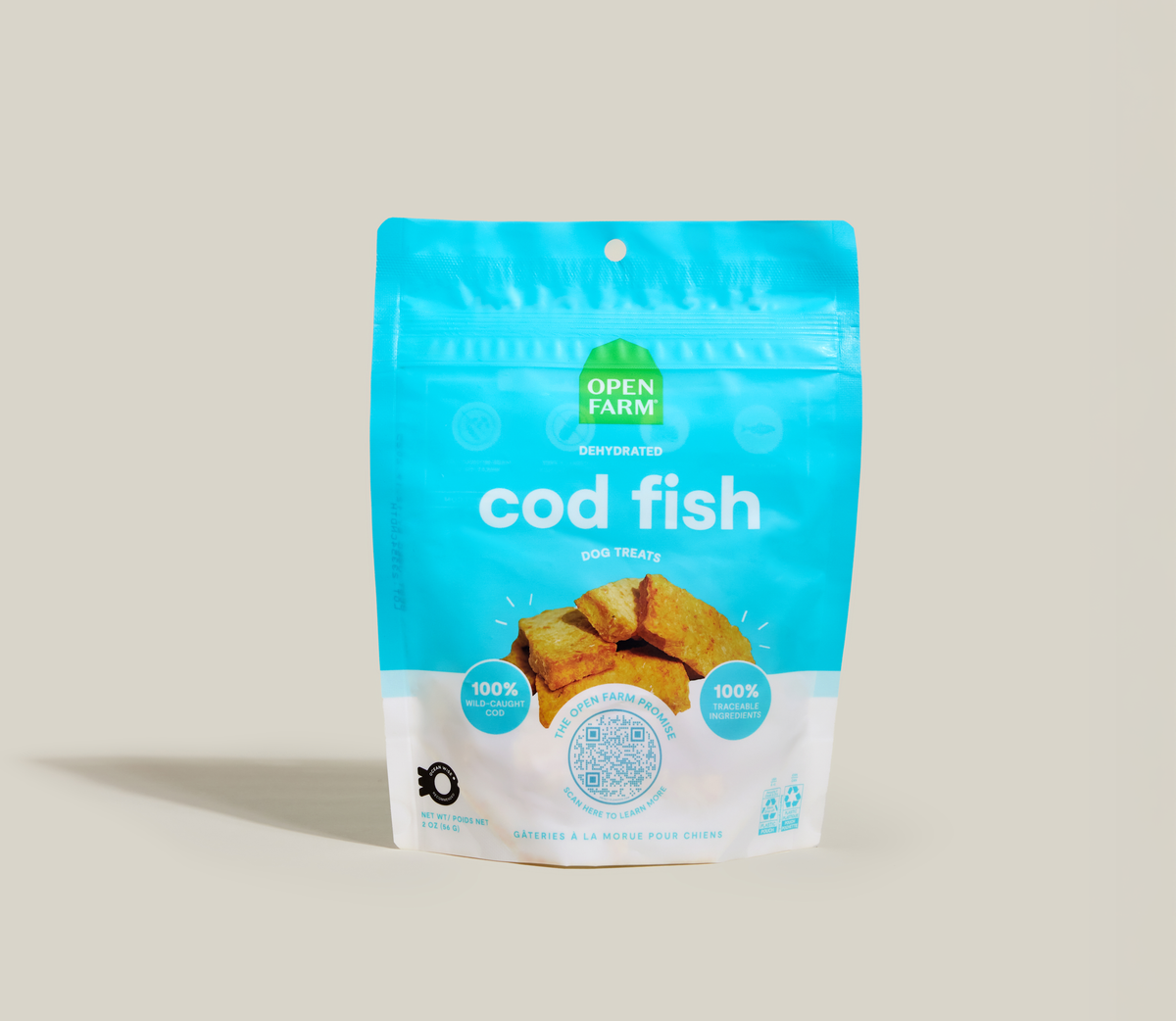 Single-Ingredient Dehydrated Cod Dog Treats - Wild-Caught, Low-Temp Crunch