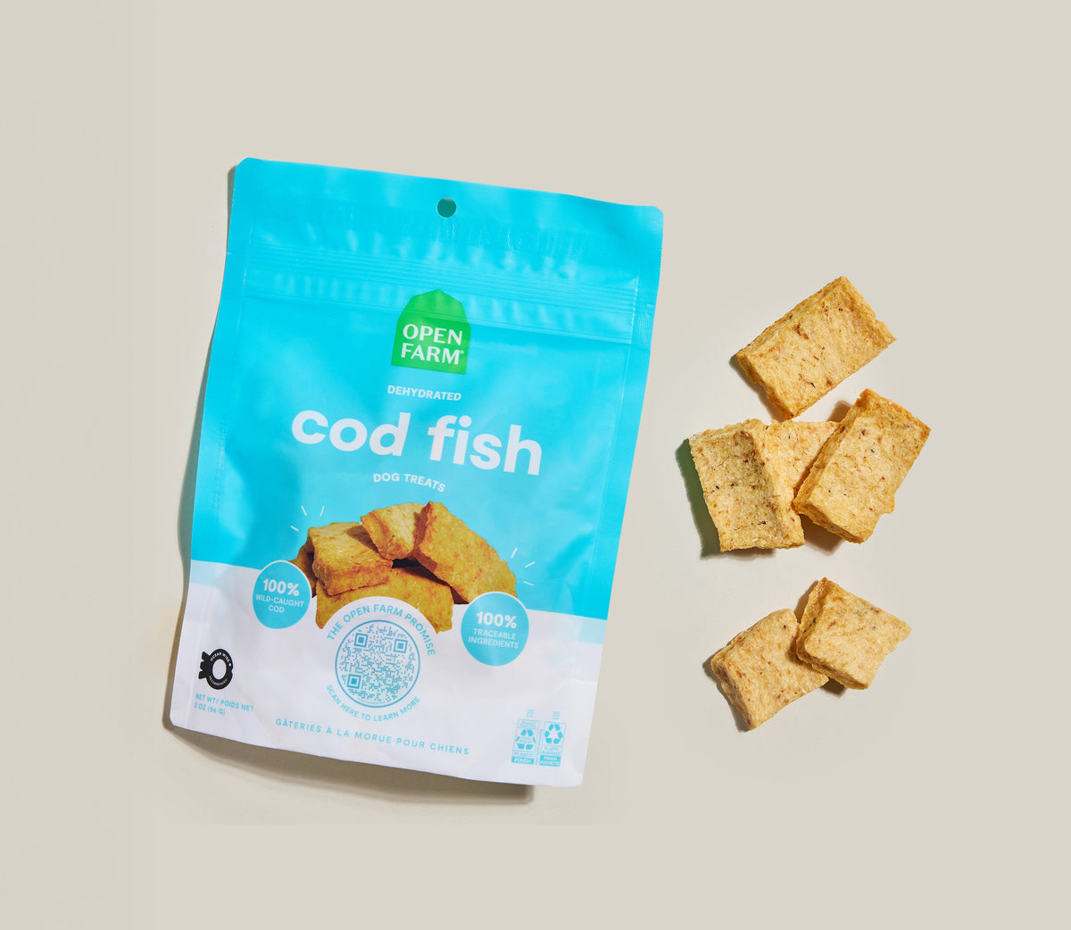 Single-Ingredient Dehydrated Cod Dog Treats - Wild-Caught, Low-Temp Crunch