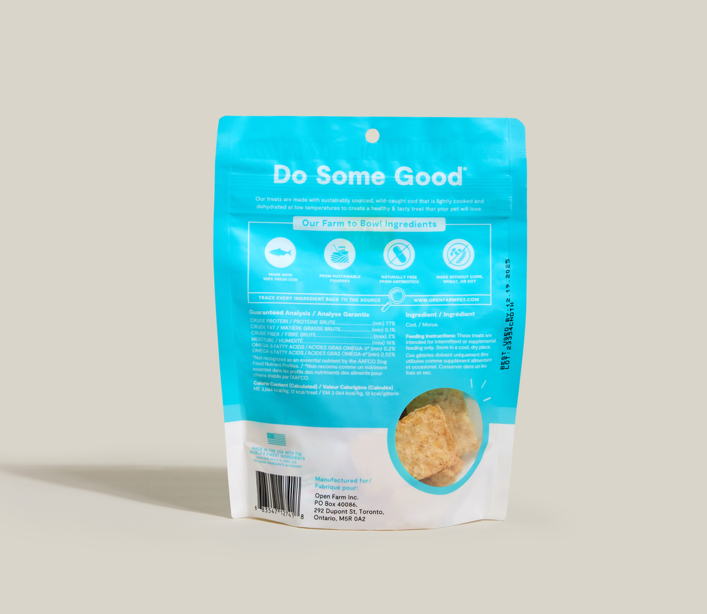 Single-Ingredient Dehydrated Cod Dog Treats - Wild-Caught, Low-Temp Crunch