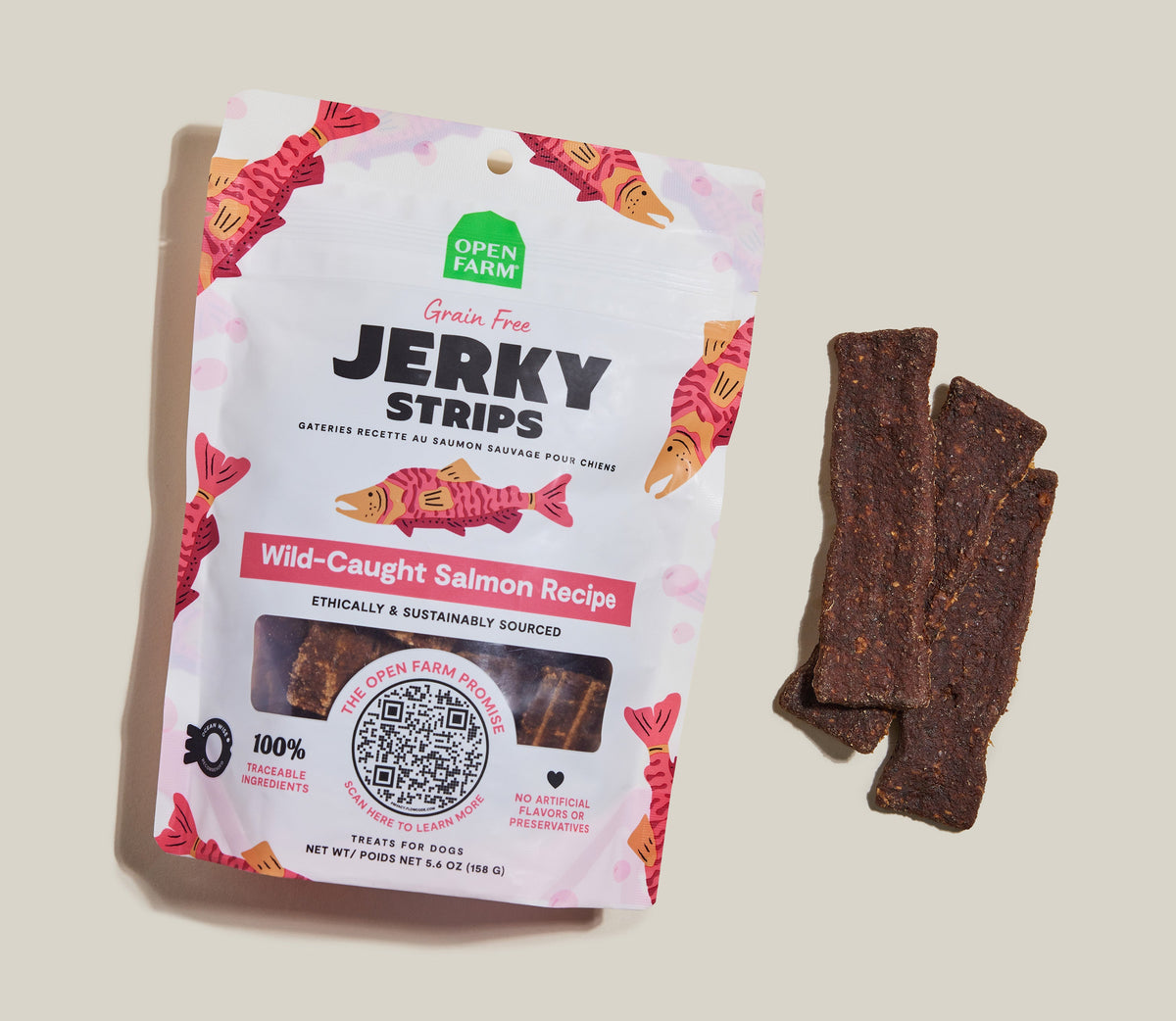 Ocean Wise Salmon Jerky Strips for Dogs – Grain-Free Wild-Caught Chews